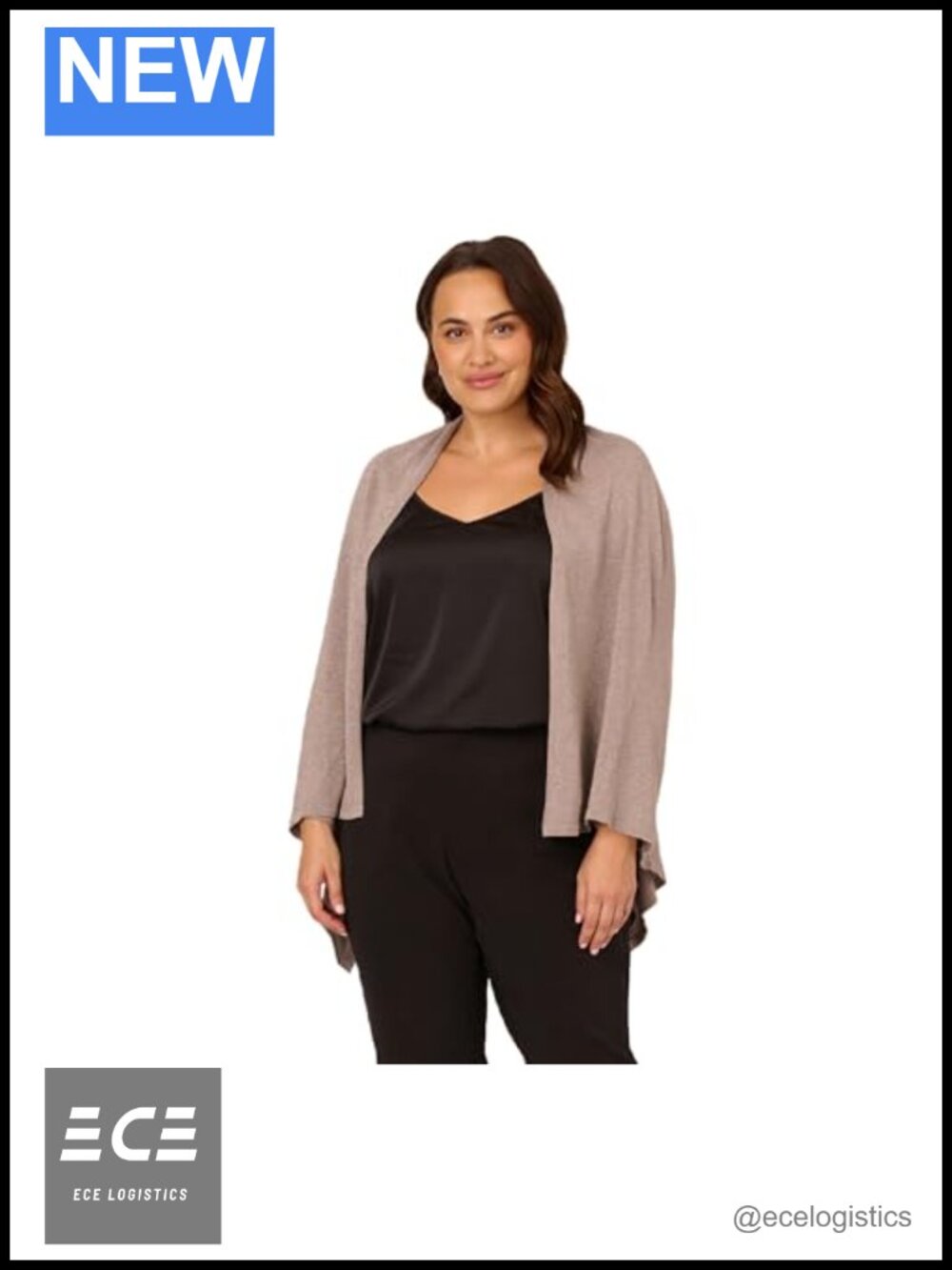 Adrianna Papell Metallic S'Hug Cardigan Wrap with Tunnel Sleeves Cashmere